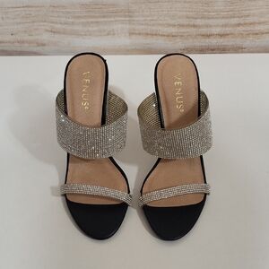 VENUS Black Bling Studdee High Heels 8